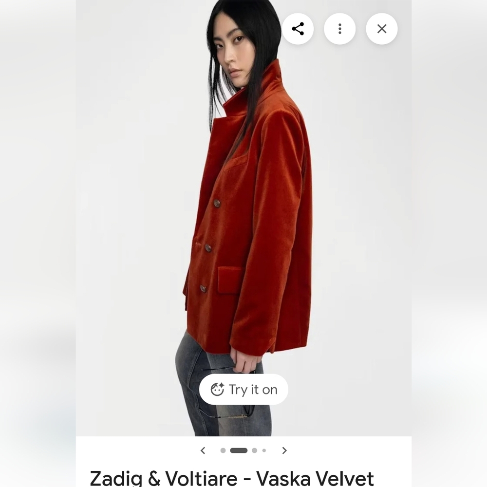 Zadig & Voltaire Rust Velvet Blazer - Picture 7 of 7